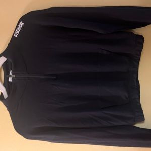 Gymshark Black Crop sweater with zipper and front pocket
